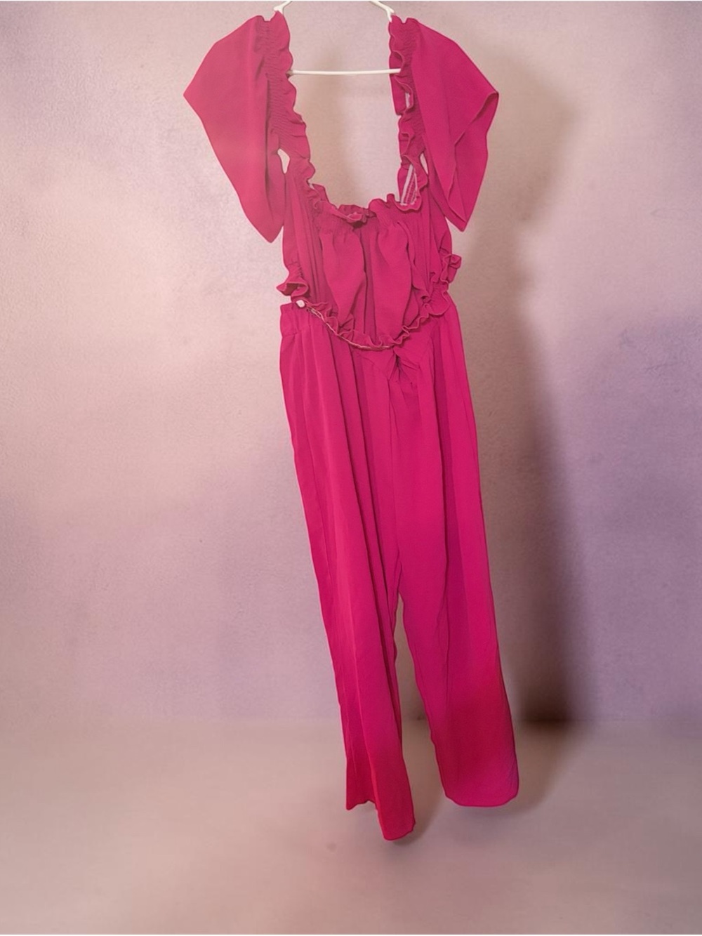 Bright Fuchsia Ruffle Two Piece Set - Picture 2 of 3